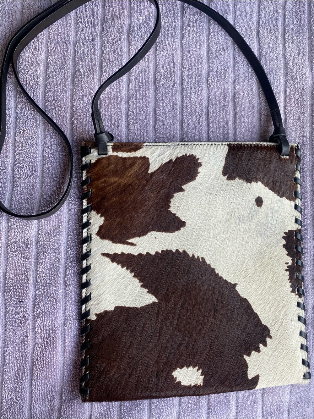 Vintage  Fossil Genuine Cowhide Hair-on-Hide Crossbody Pouch Bag - Rare 1954